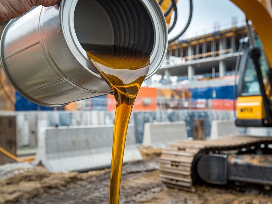 Excavator hydraulic oil refill