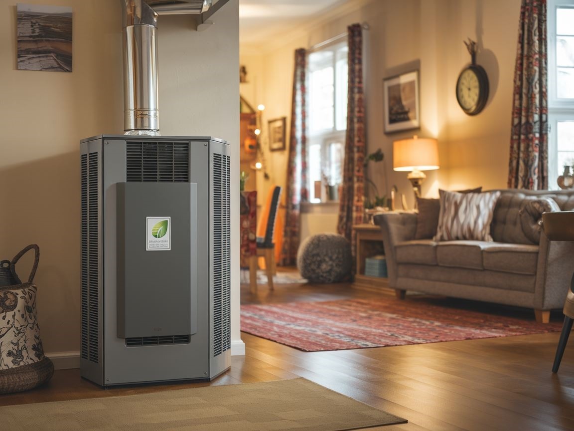Przytulna przestrzeń ogrzewana piecem 14 kW