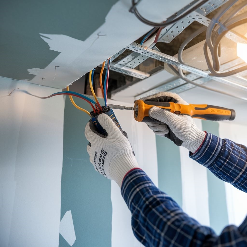 instalacja elektryczna w ścianie