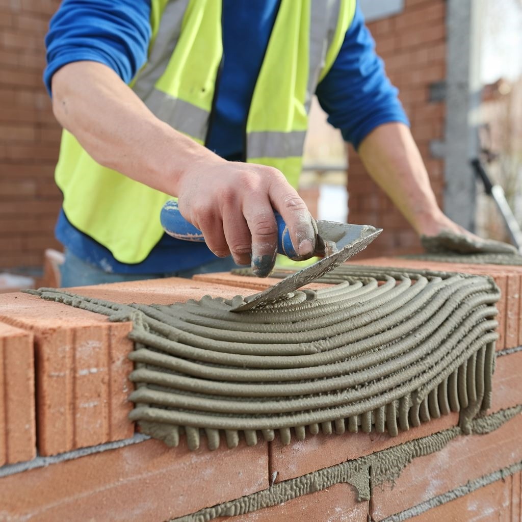 pierwsza warstwa ściany z zaprawą