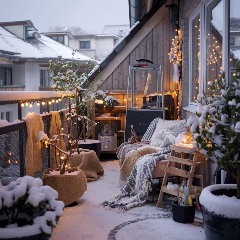 zimowy balkon z ogrzewaczem
