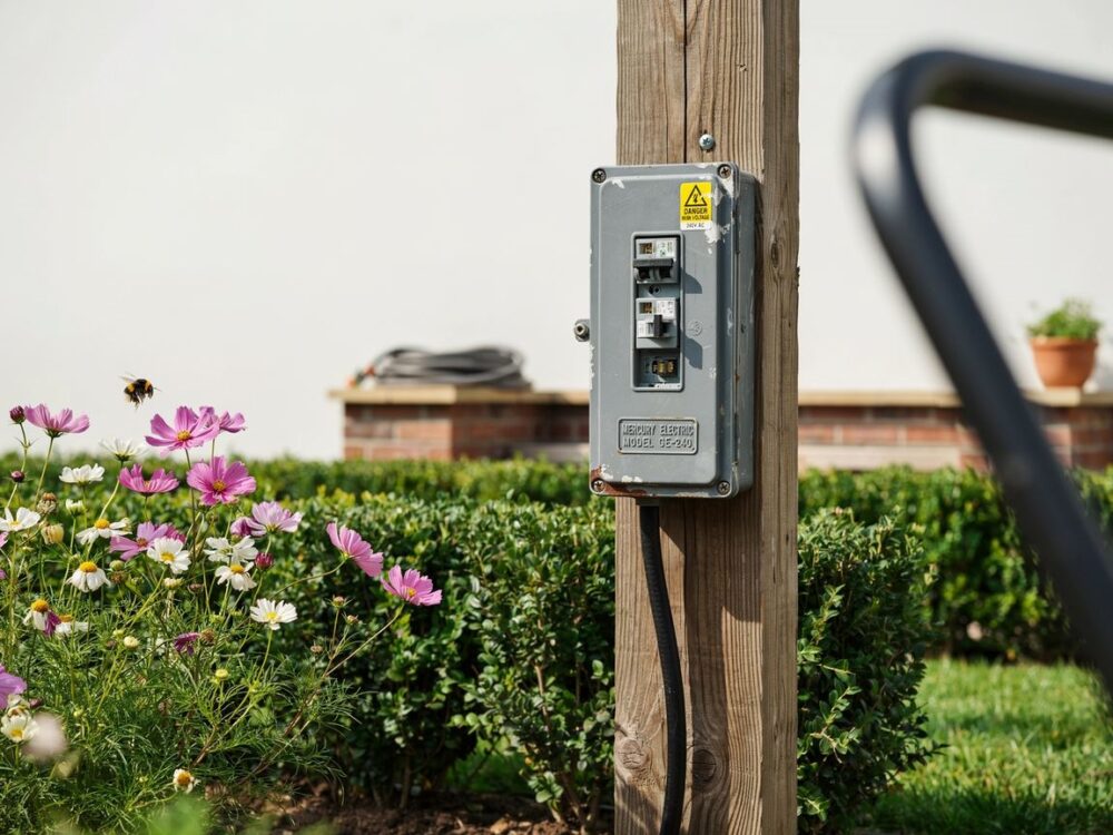skrzyńka elektryczna na działce